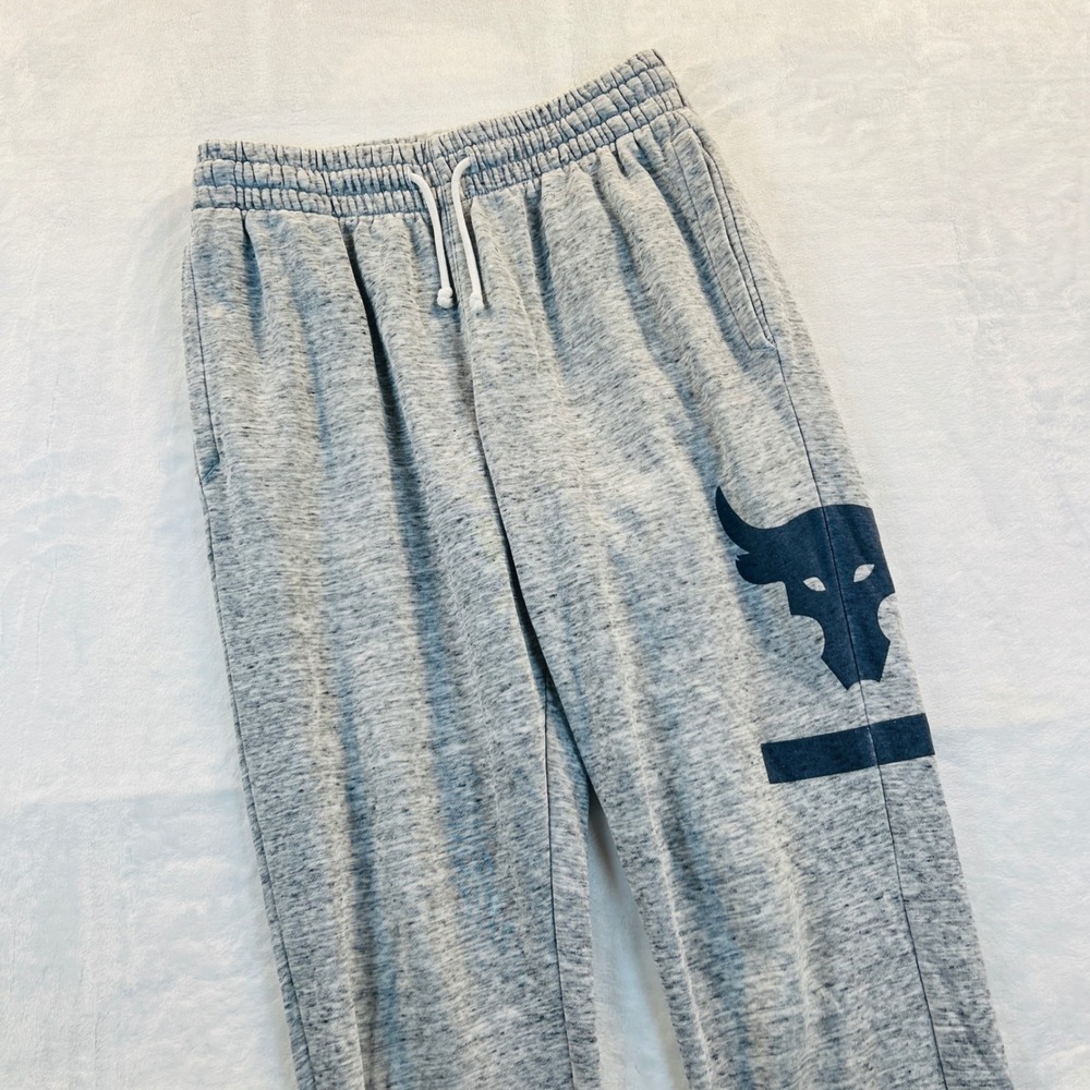 Under Armour Project Rock Brahma Bull Grey Heather Jogger Sweatpants Mens Small